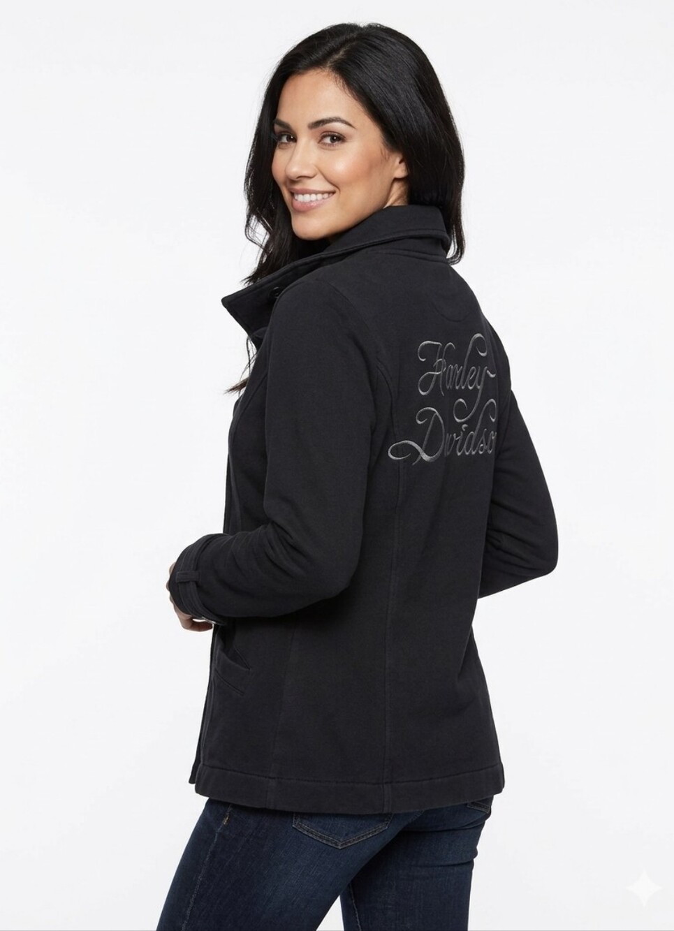 Harley-Davidson Embroidered Fleece Faded Black Pea Coat - XL